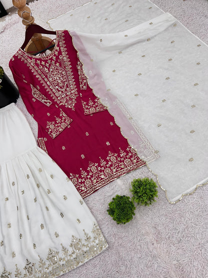 White Pink Color Beautiful Partywear Dress