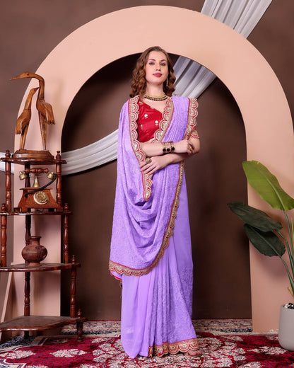 Voilet Color Beautiful Georgette Saree