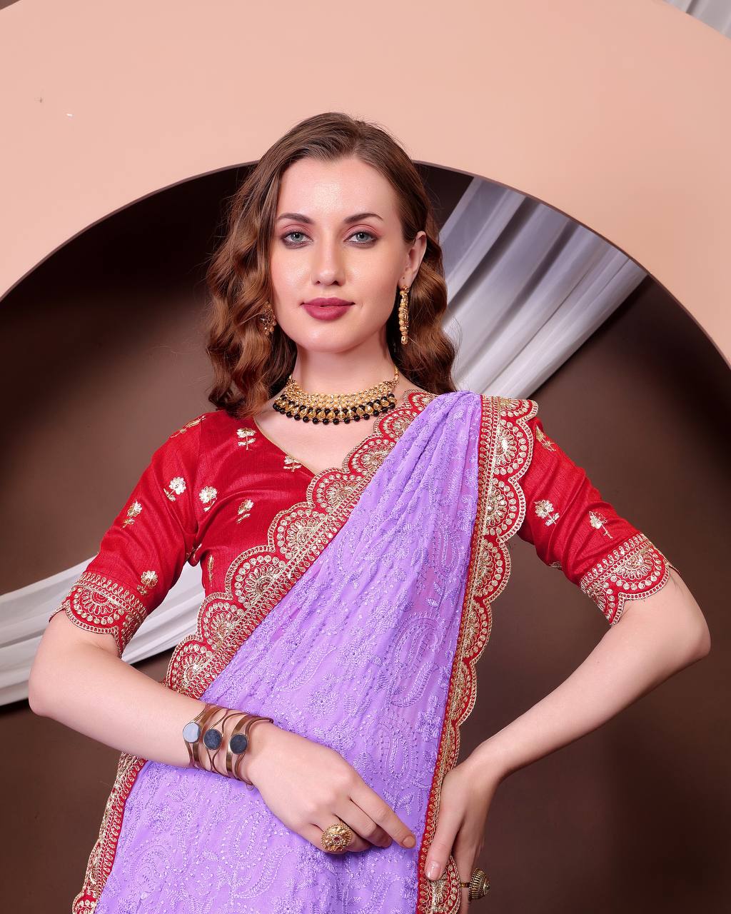 Voilet Color Beautiful Georgette Saree