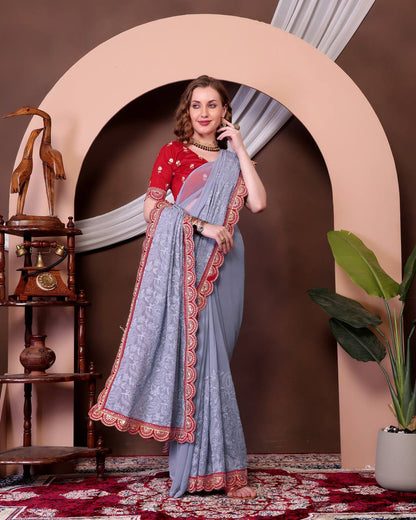 Light BLue Color Beautiful Georgette Saree