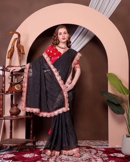 Black Color Beautiful Georgette Saree