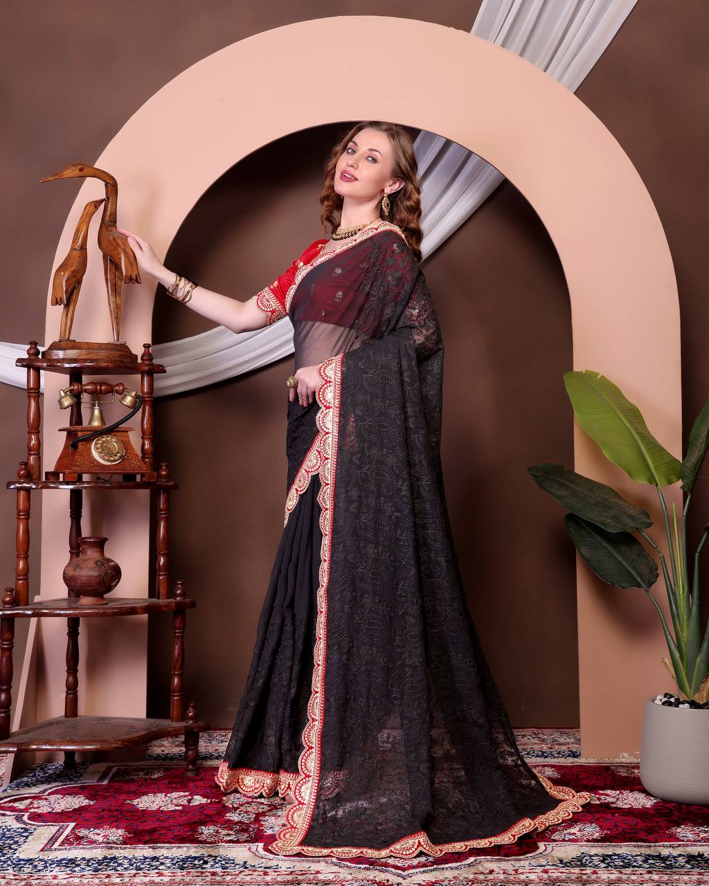 Black Color Beautiful Georgette Saree