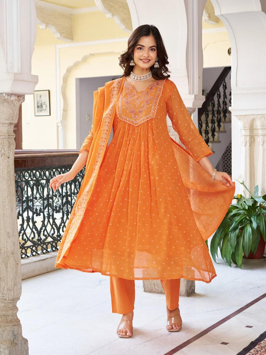Orange Color Beautiful Daily Wear in Mal Cotton Fabric