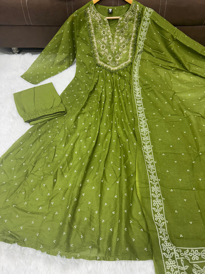 Green Color Beautiful Daily Wear in Mal Cotton Fabric