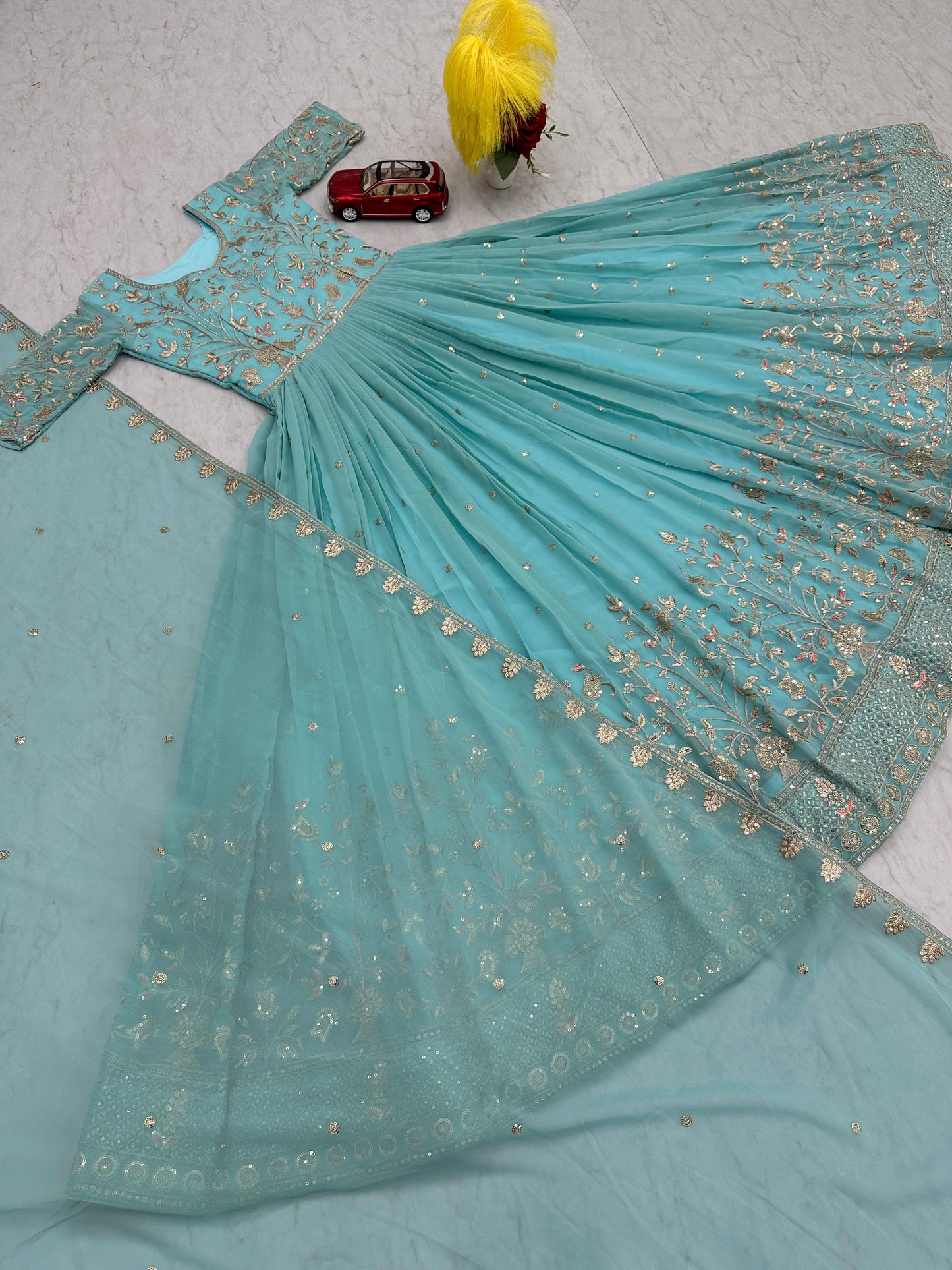 Blue Color Beautiful Anarkali Gown In georgette Fabric