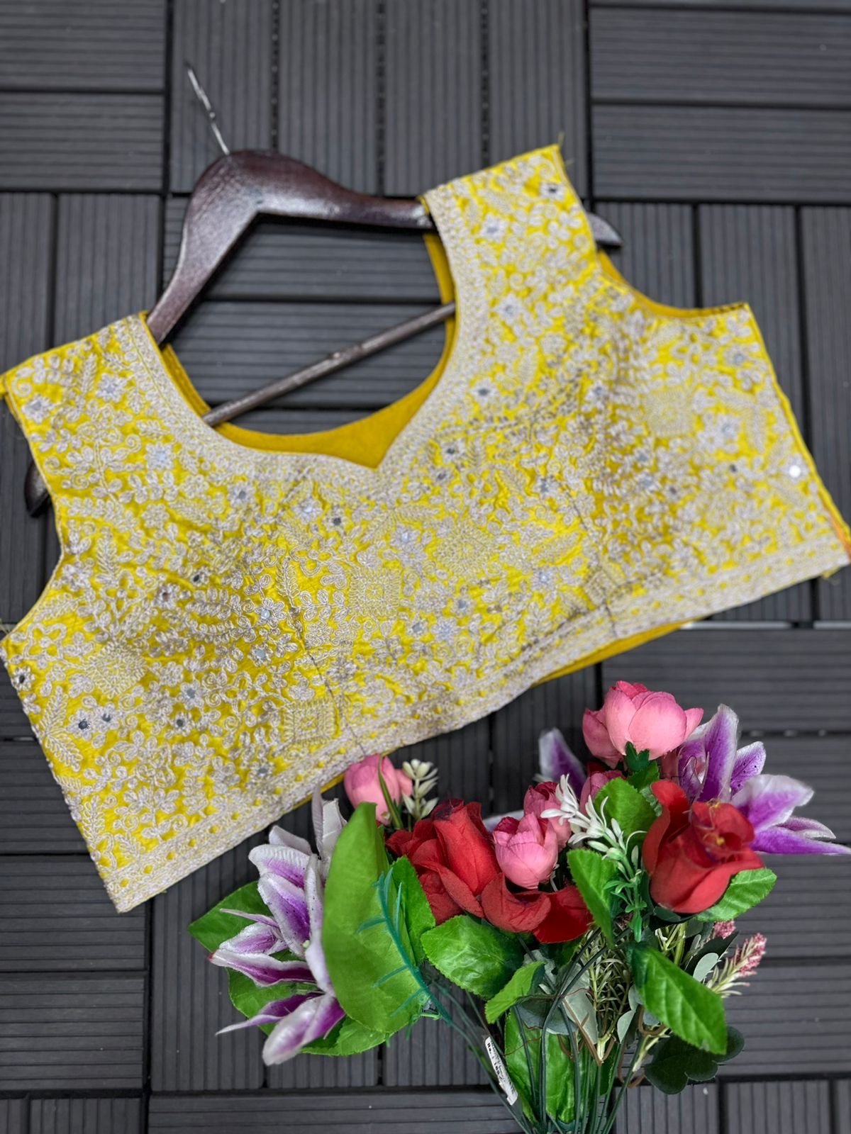 yellow Color Beautiful Plazo Blouse Koti Dress in Georgette Fabric