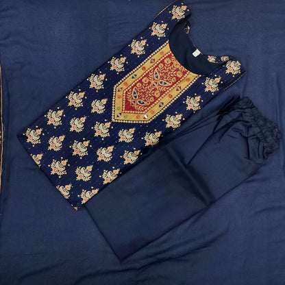 Blue Color Beautiful Maslin Silk Heavy Dress for daily wear use