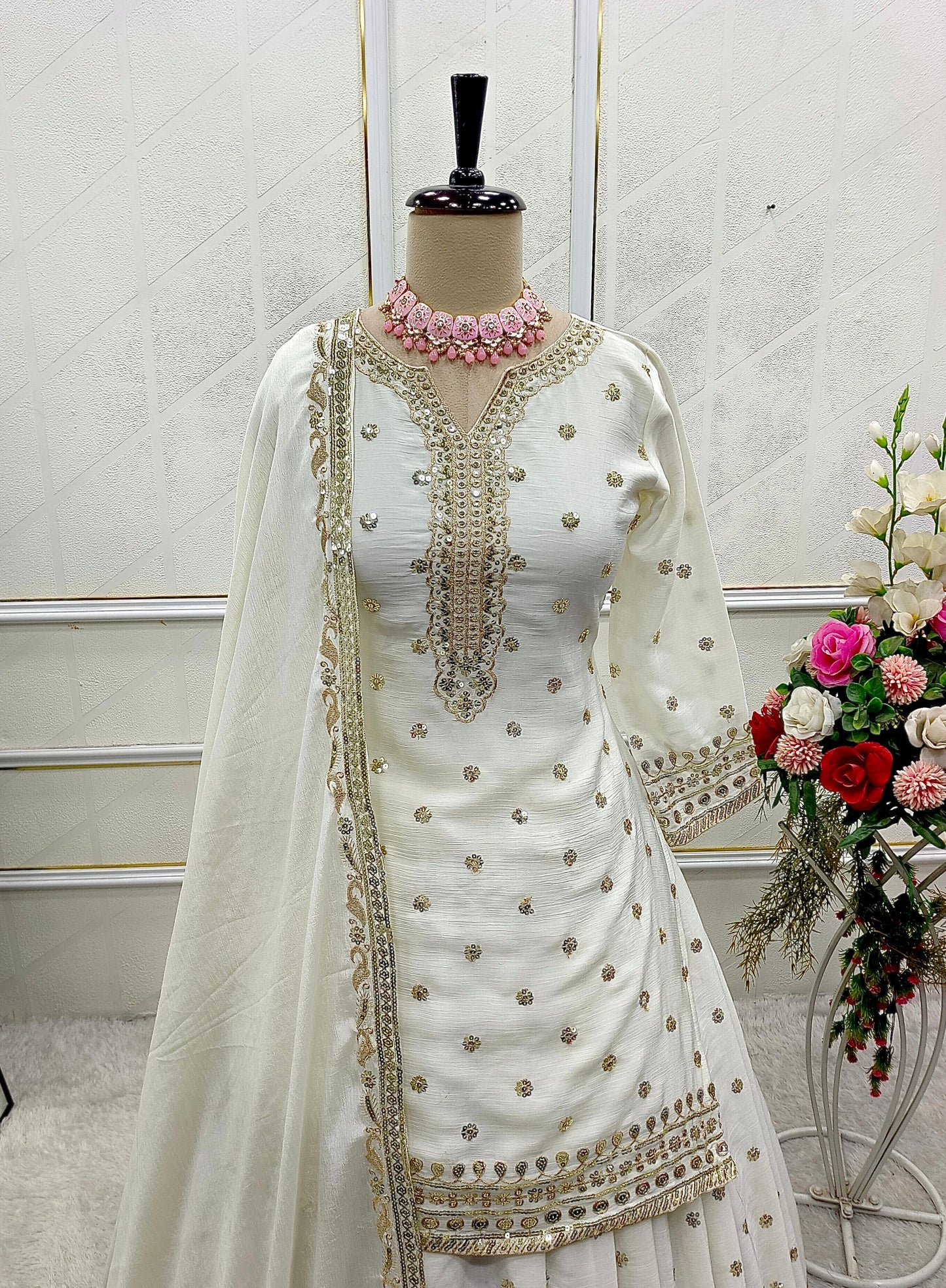 Pure Chinon Top Lehenga And Dupatta Set Fully Stitched Ready To Wear