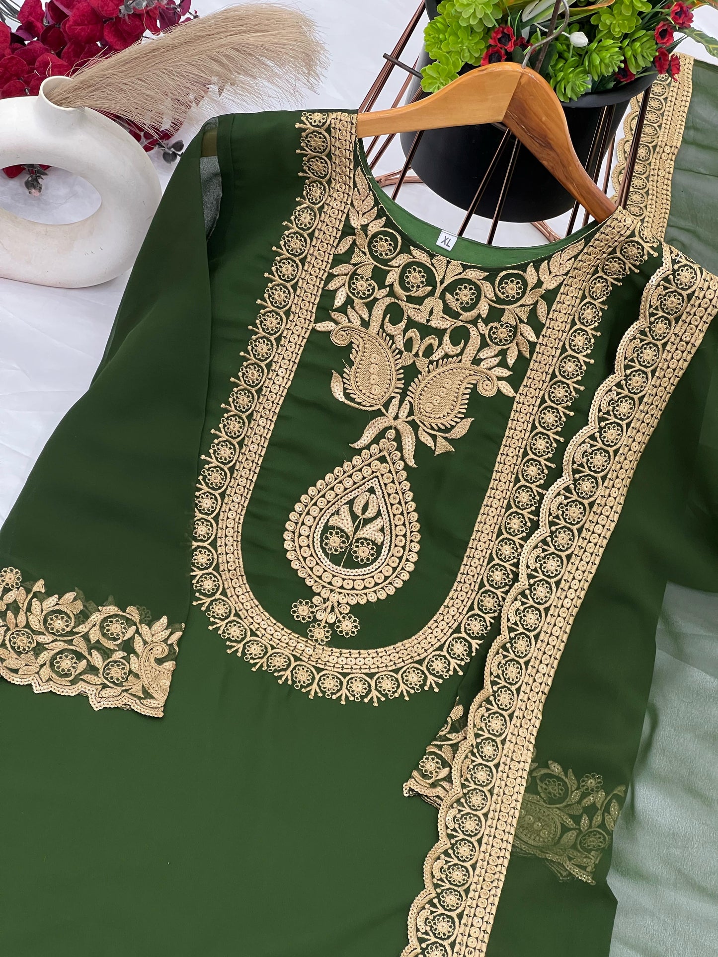 Green Color Beautiful suit for Party Function