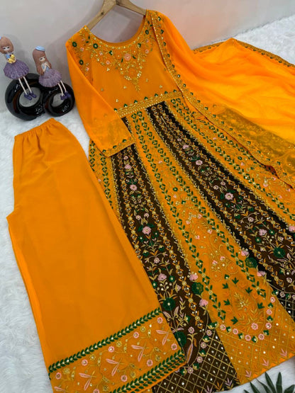 Yellow Color Anarkali Gown In Georgette Fabric