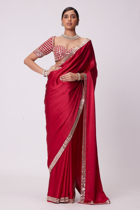 Silk Fabric Beautiful Red Color Saree Buy It now