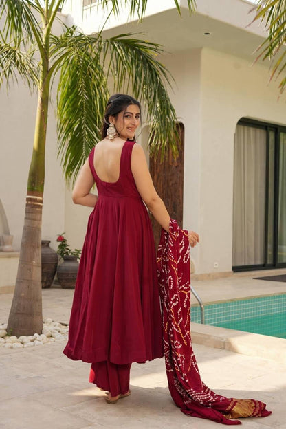 Red Color Beautiful Silk Suit Gown For Small Family function