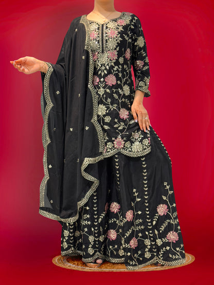 Black Color Beautiful Plazo Suit For your festival and wedding wear