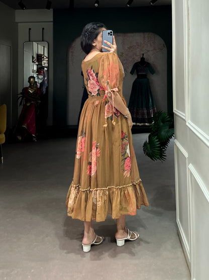 Summer Wear Frock in Georgette Fabric with 8 meter flair