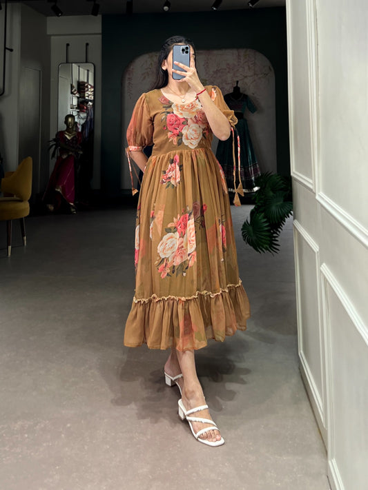 Summer Wear Frock in Georgette Fabric with 8 meter flair