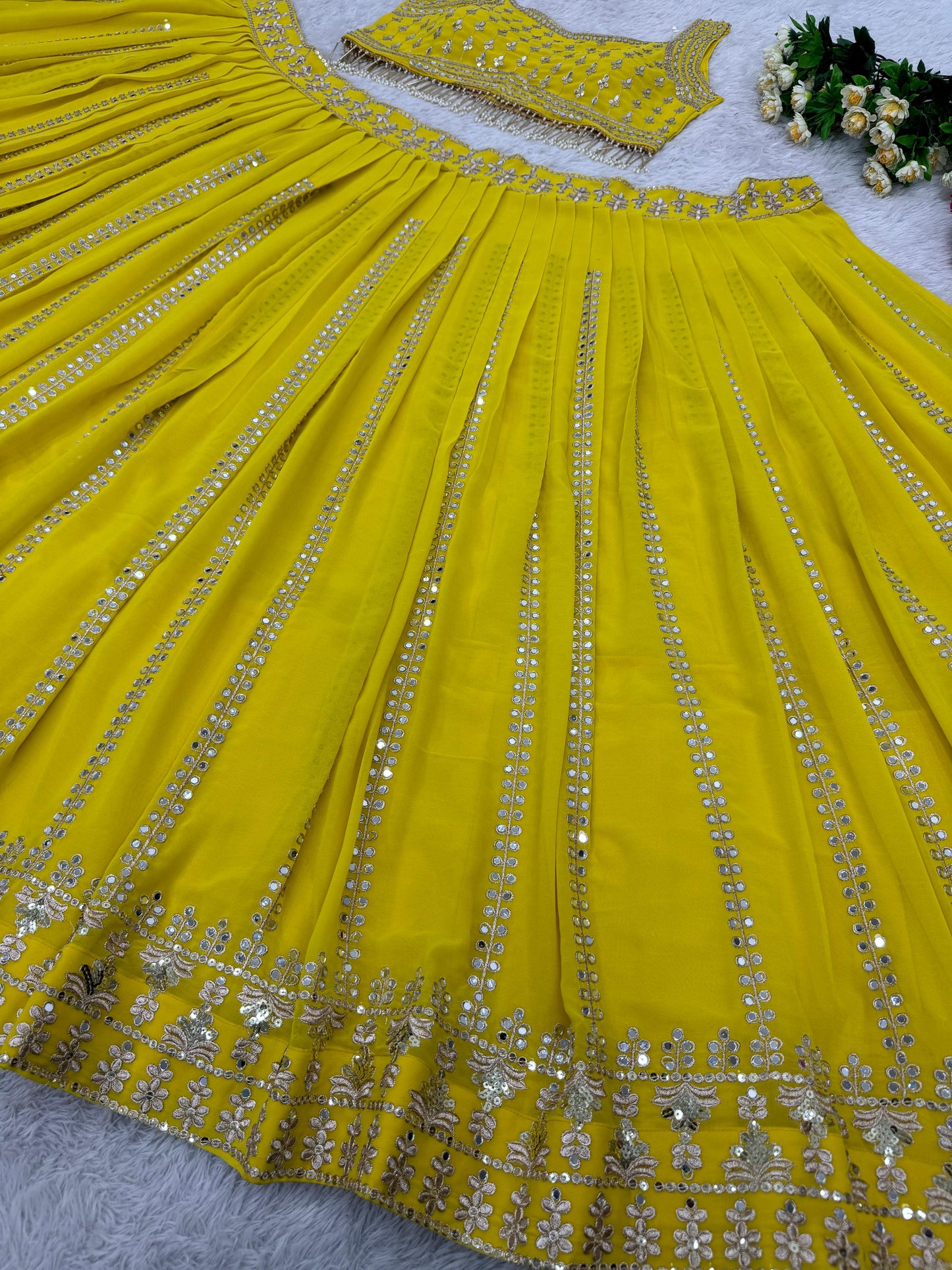 Yellow Color Beautiful Haldi Lehenga Choli in Georgette Fabric