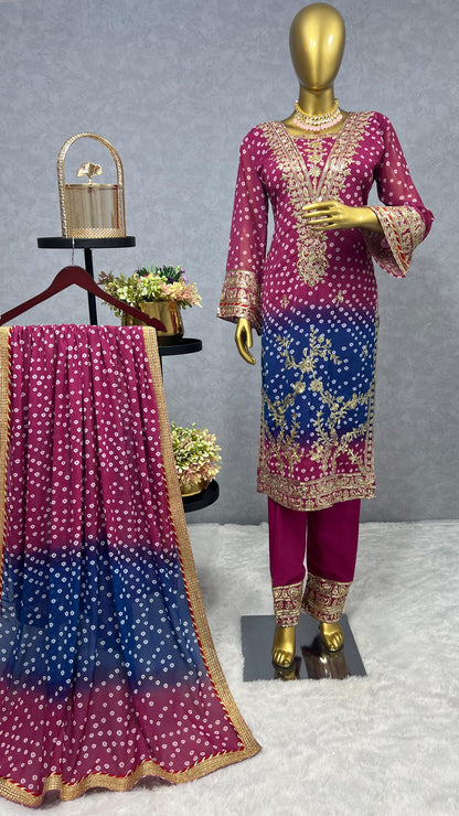 Beautiful Purple Blue Color Georgette Fancy Suit