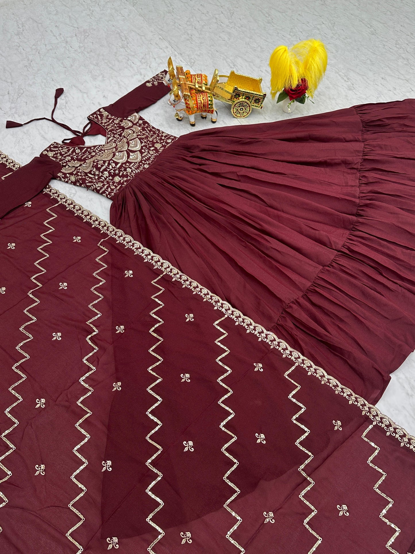 Maroon Color Beautiful Anarkali Dress in Georgette Fabric