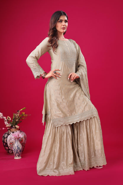 Chiku Color Beautiful Partywear Sharara Suit