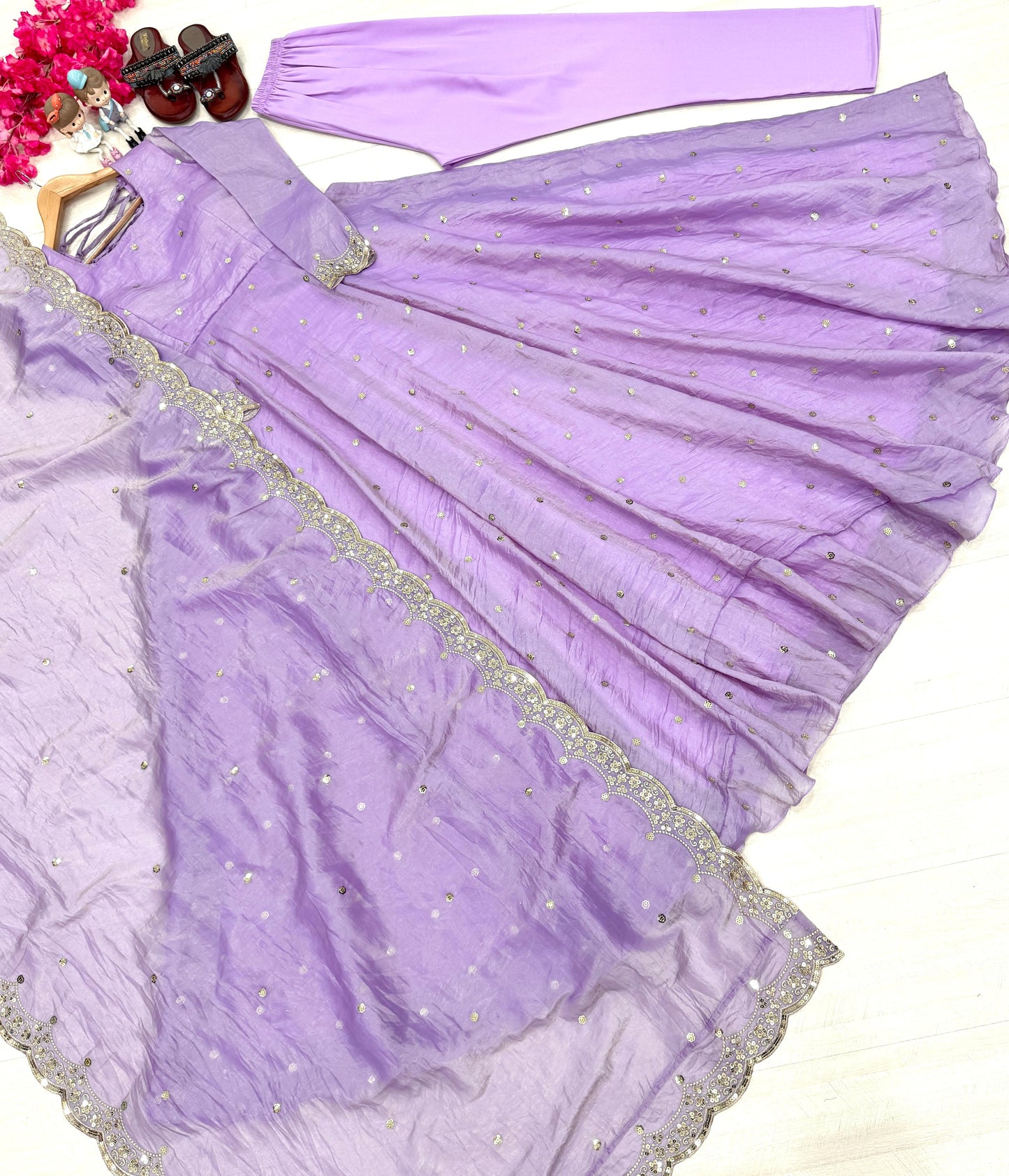 Purple Color Beautiful Crush Silk Gown