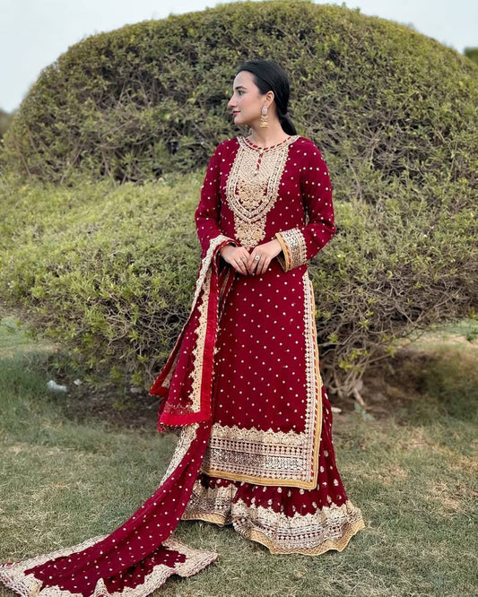 Red Color Beautiful Partywear Dress in Georgette Fabric