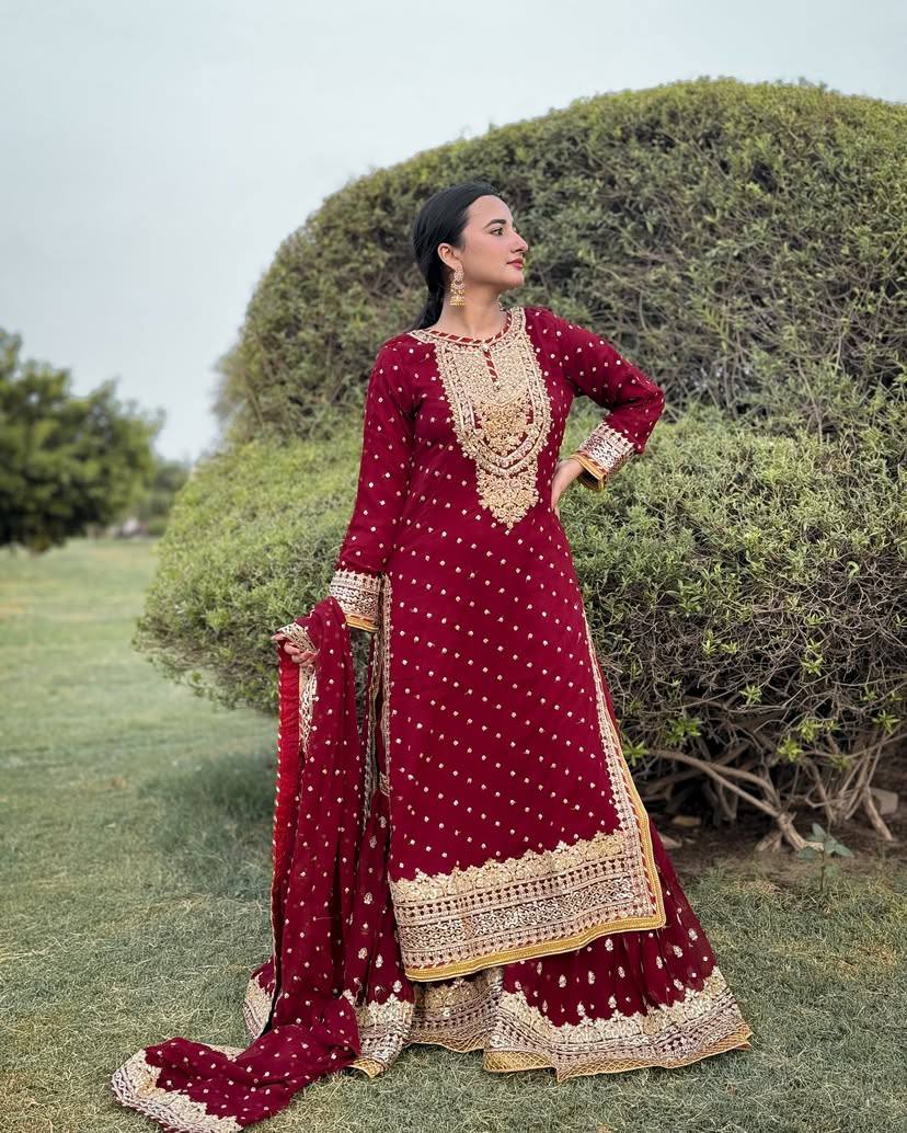 Red Color Beautiful Partywear Dress in Georgette Fabric