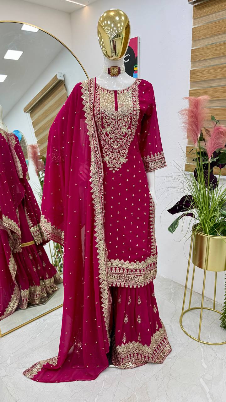 Red Color Beautiful Partywear Dress in Georgette Fabric