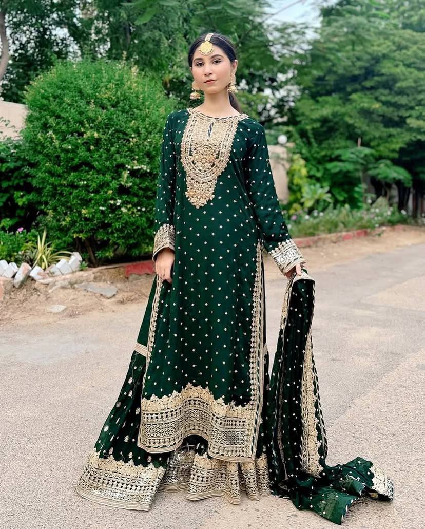 Green Color Beautiful Partywear Dress in Georgette Fabric