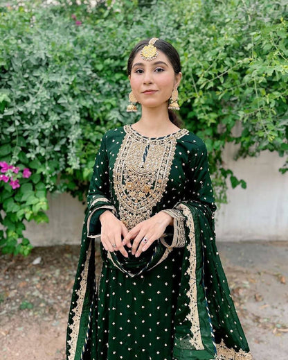Green Color Beautiful Partywear Dress in Georgette Fabric