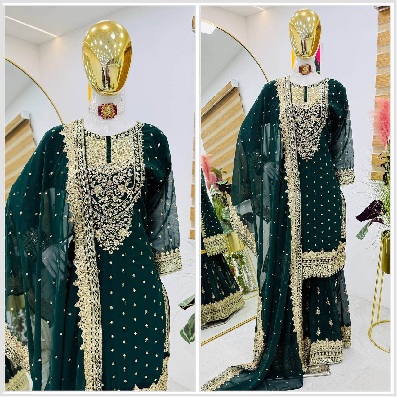 Green Color Beautiful Partywear Dress in Georgette Fabric