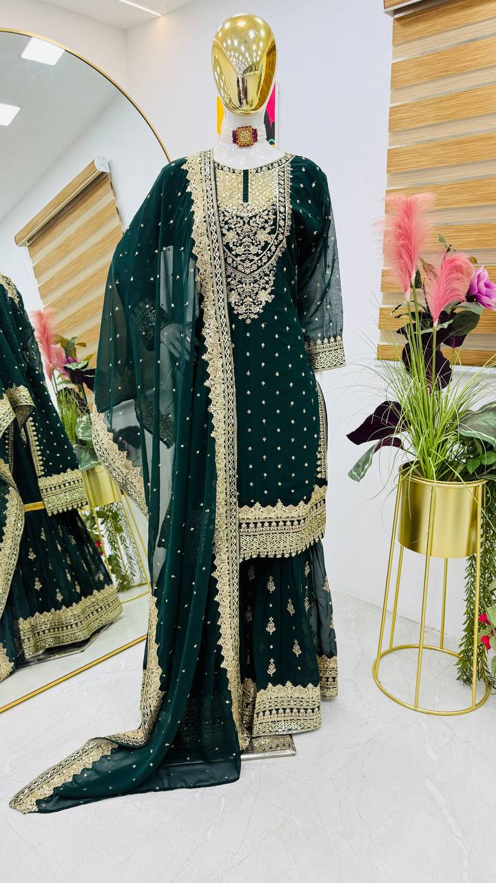 Green Color Beautiful Partywear Dress in Georgette Fabric