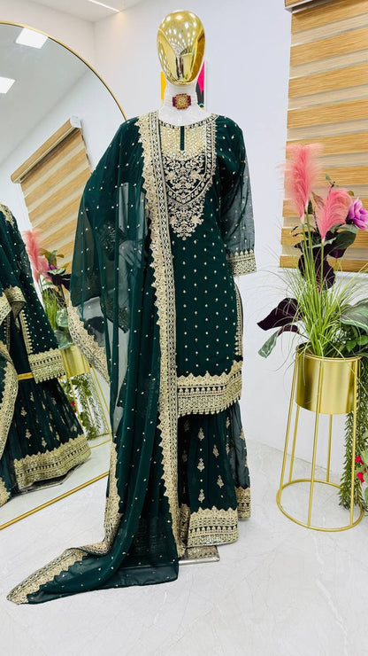 Green Color Beautiful Partywear Dress in Georgette Fabric