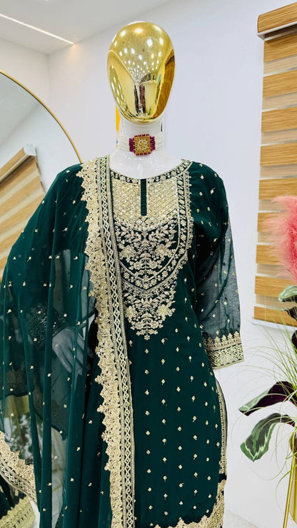 Green Color Beautiful Partywear Dress in Georgette Fabric