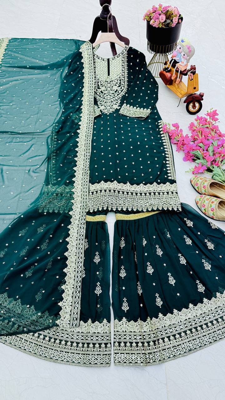 Green Color Beautiful Partywear Dress in Georgette Fabric