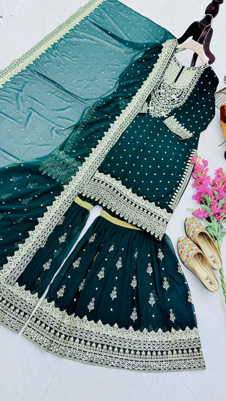Green Color Beautiful Partywear Dress in Georgette Fabric