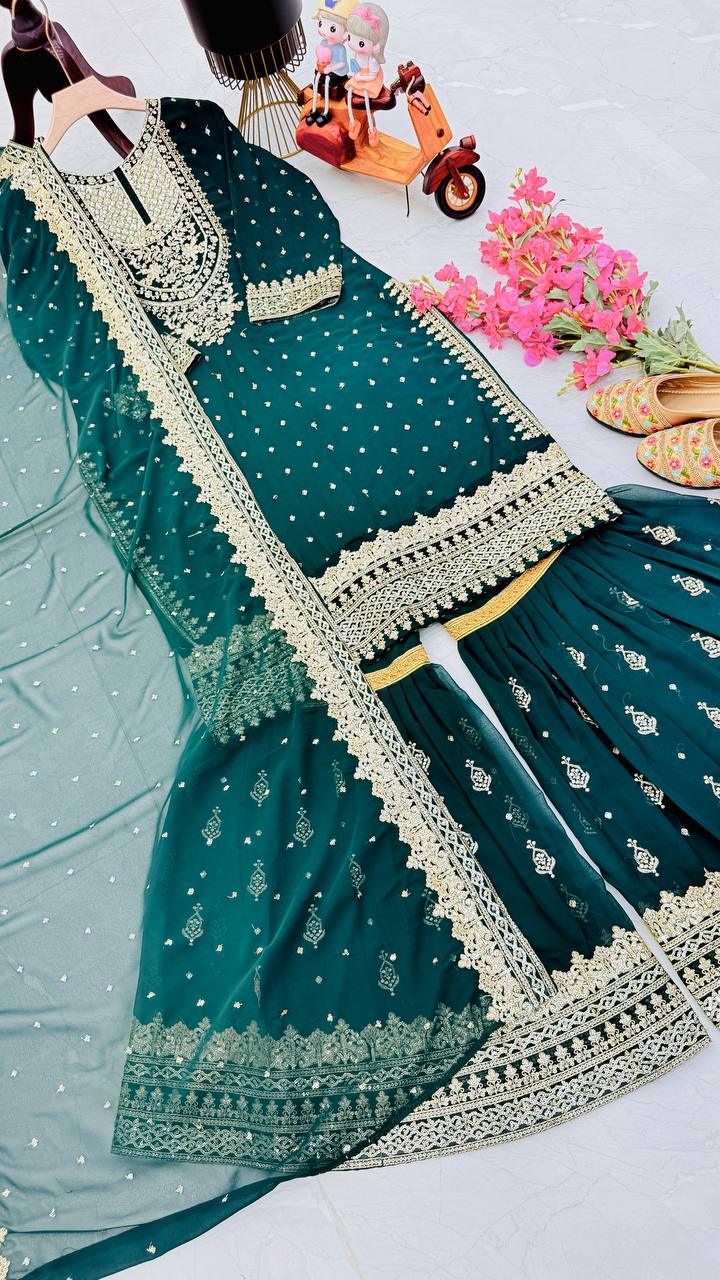Green Color Beautiful Partywear Dress in Georgette Fabric