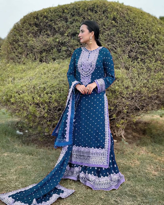 Blue Color Beautiful Partywear Dress in Georgette Fabric