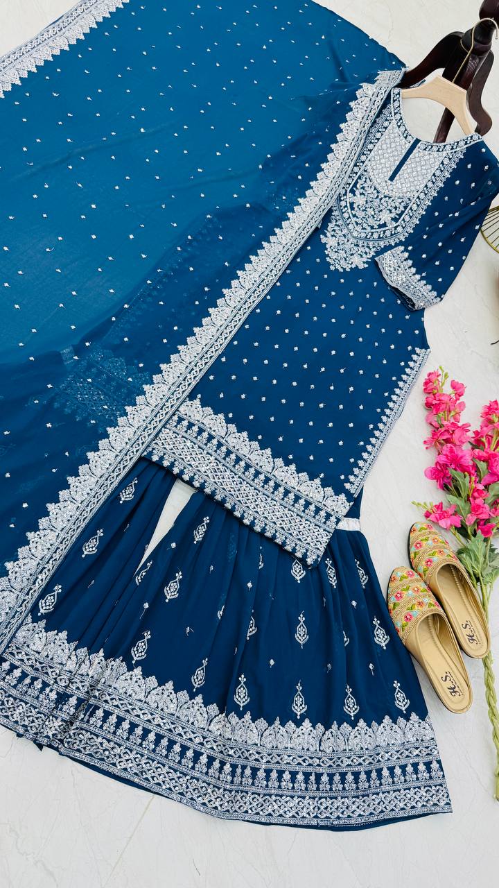 Blue Color Beautiful Partywear Dress in Georgette Fabric