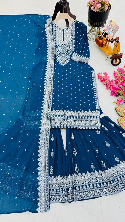 Blue Color Beautiful Partywear Dress in Georgette Fabric