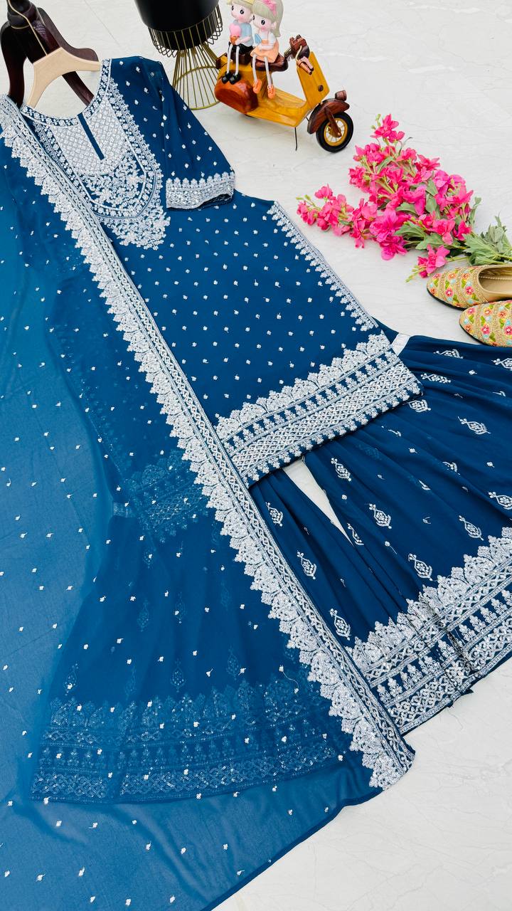 Blue Color Beautiful Partywear Dress in Georgette Fabric