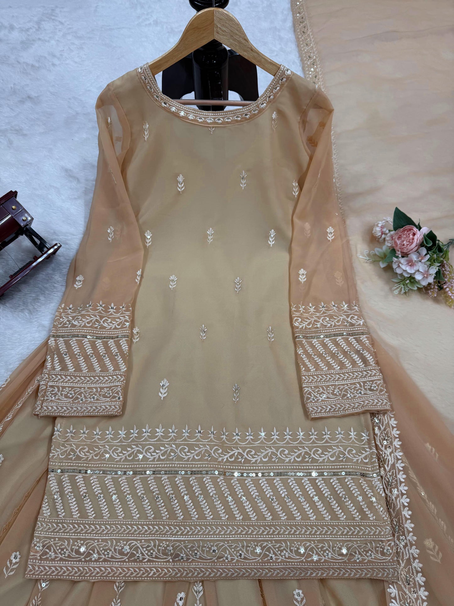 Cream Color Beautiful Partywear Dress