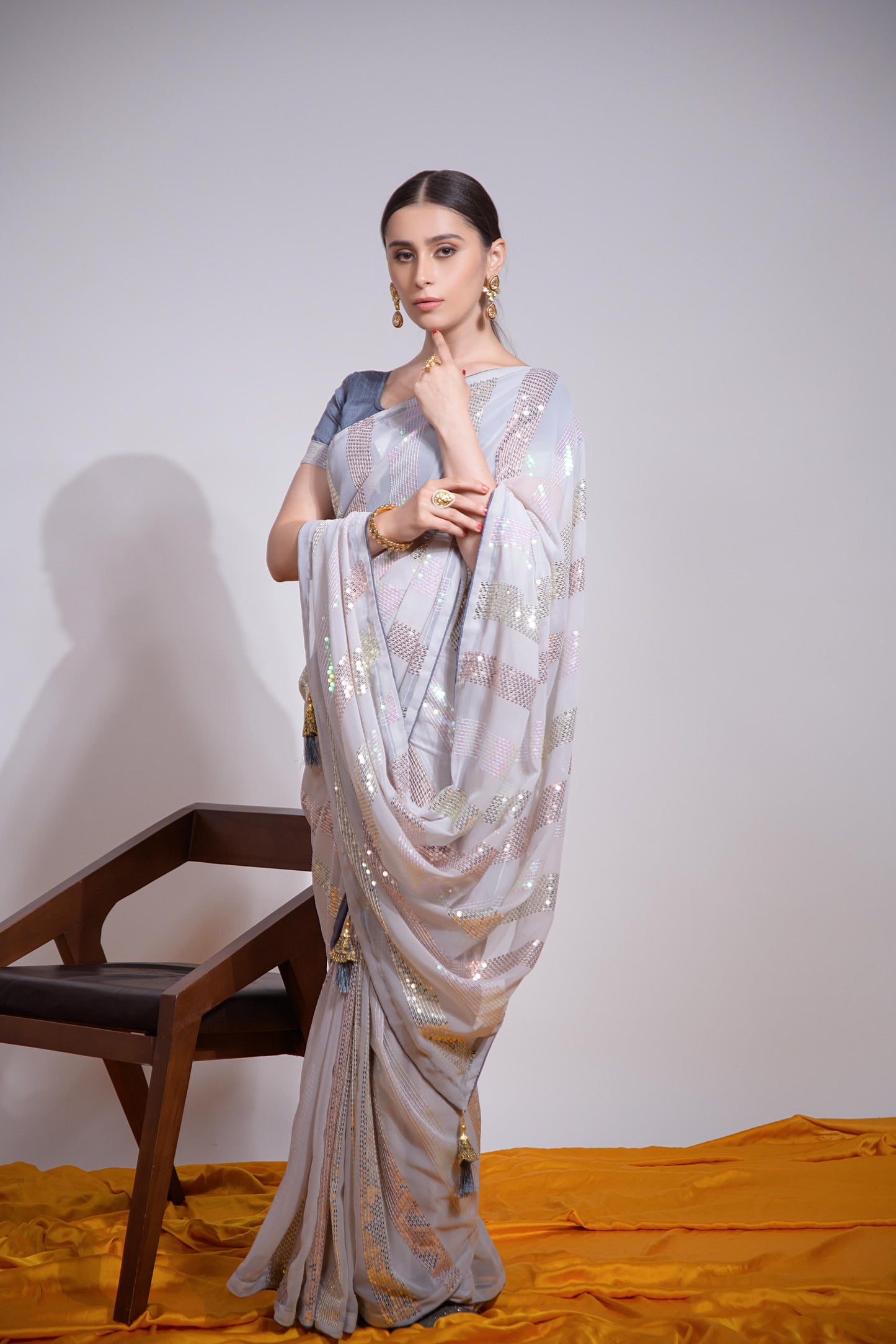 Buy Now Beautiful Georgette Fabric Partywear Saree In White Color