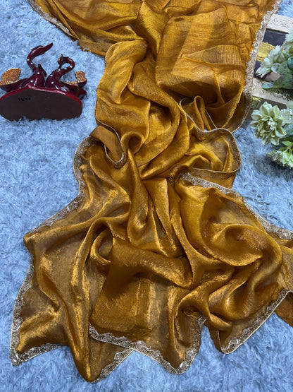 Trending  Frandy Crush Silk Saree in yellow