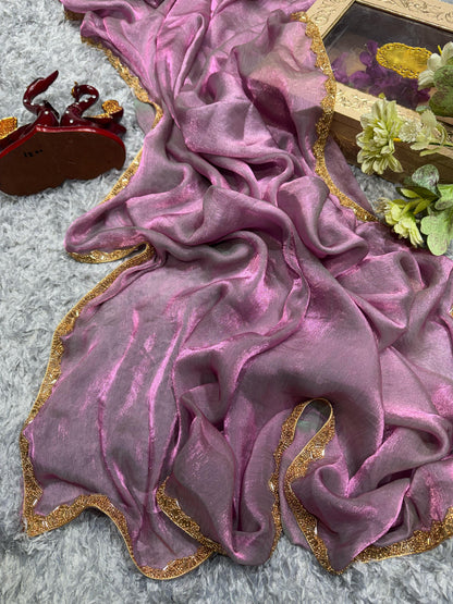 Trending  Frandy Crush Silk Saree in purple