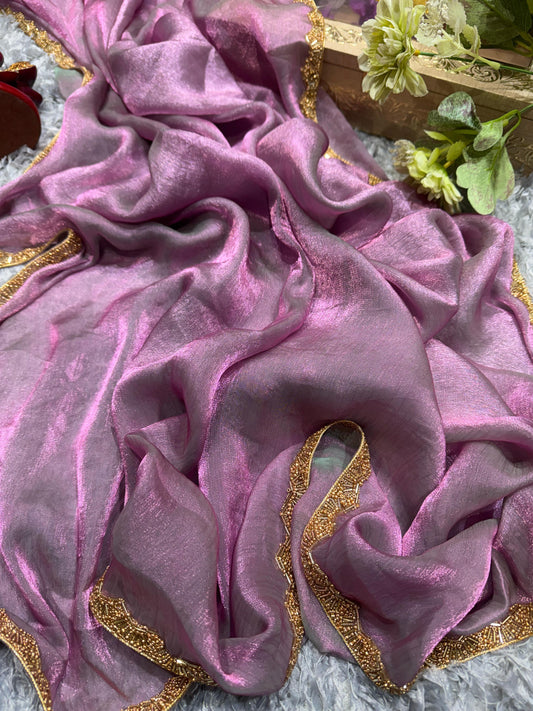 Trending  Frandy Crush Silk Saree in purple