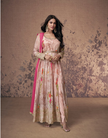 Beautiful Partywear Anarkali Gown In Georgette Fabric For upcoming Festival