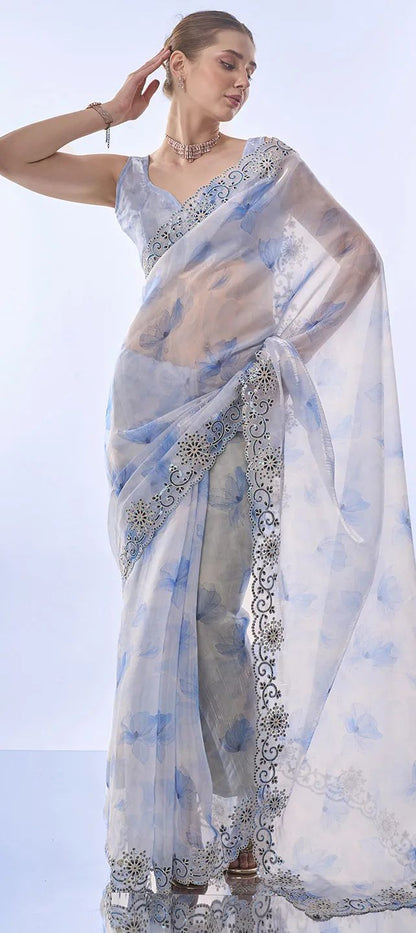 Beautiful Printed Space Silk Saree