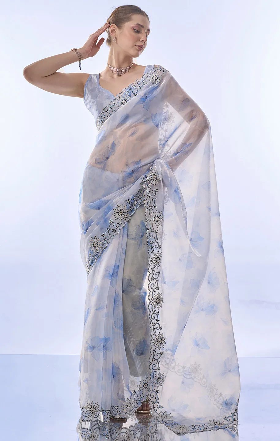 Beautiful Printed Space Silk Saree
