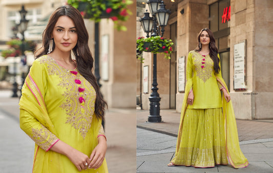 Light Yellow Color Beautiful Partywear Suit