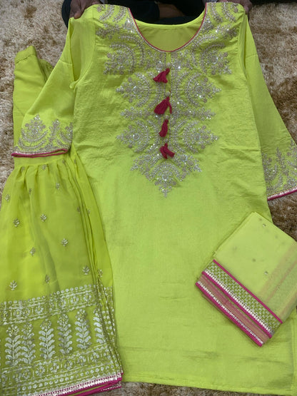 Light Yellow Color Beautiful Partywear Suit